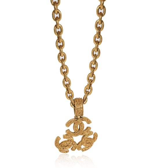 Chanel Triple CC Pendant On 35 Inches Link Chain - Picture 1 of 2